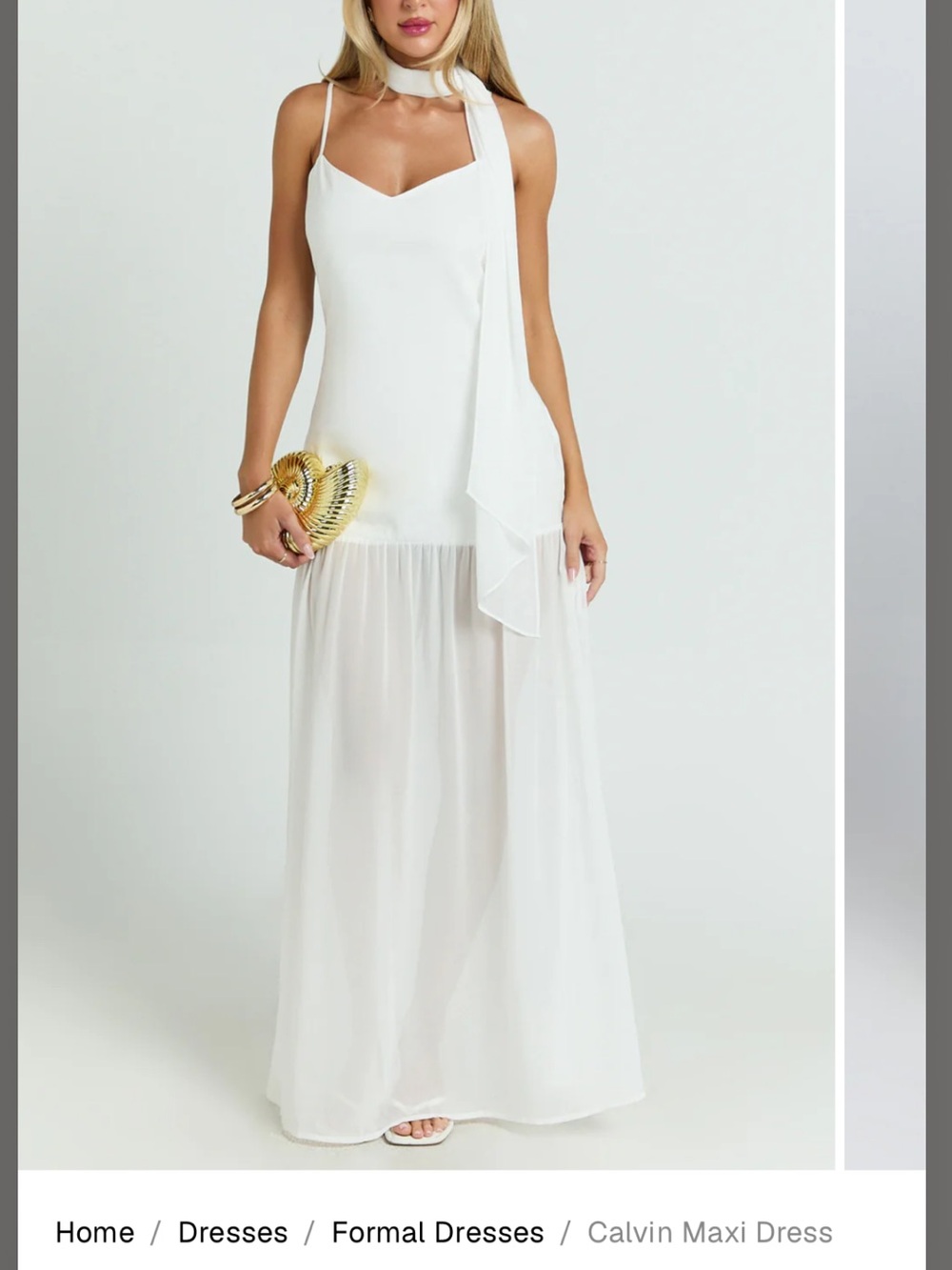 Showpo White Maxi Slip Dress with Sheer Skirt